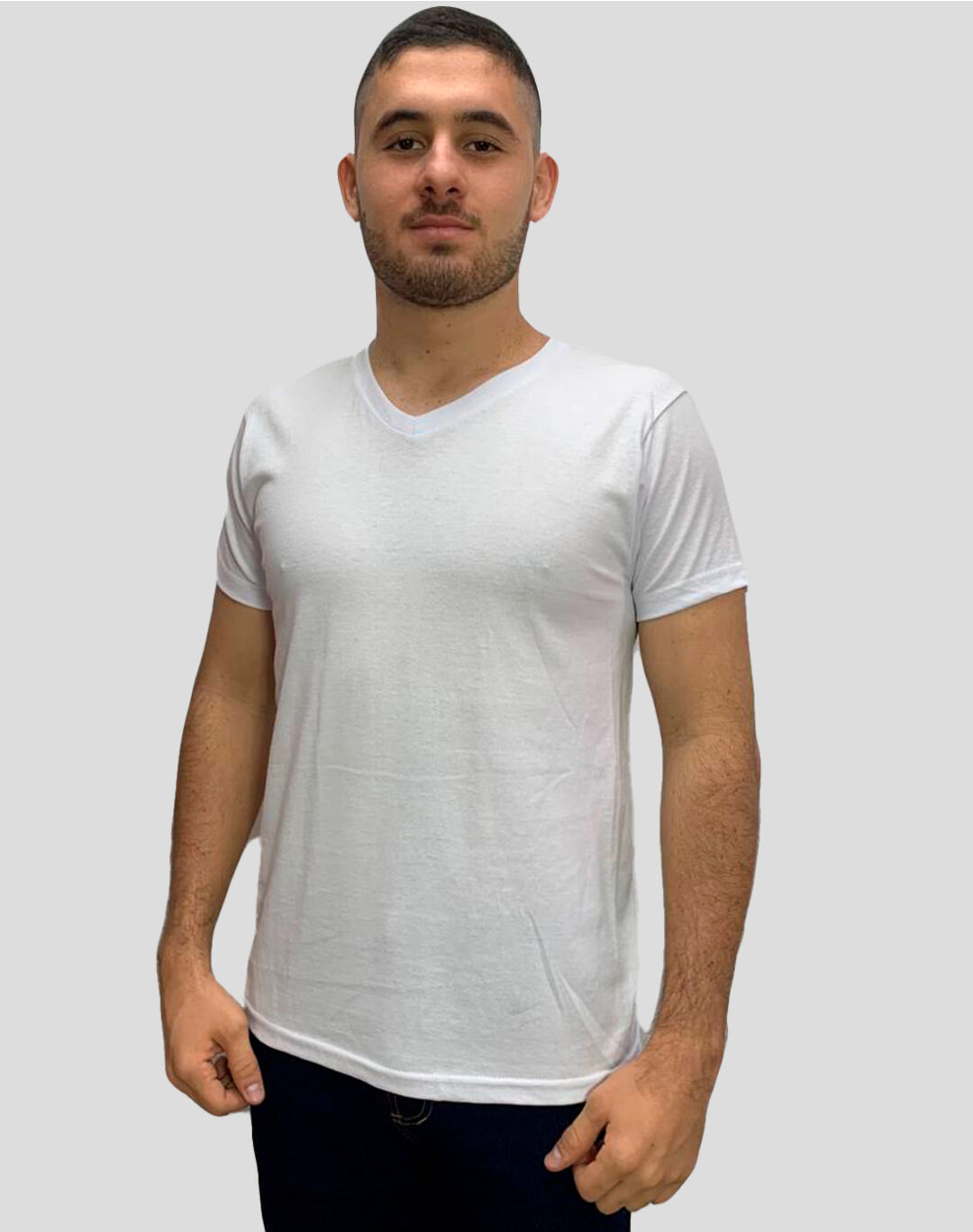 Camiseta Cuello En V Blanca